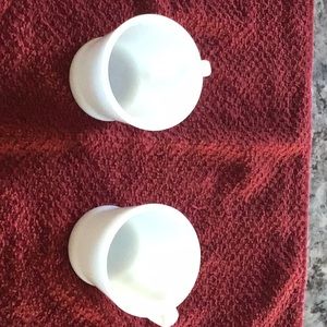 2pc vintage Fireking milk glass mugs
